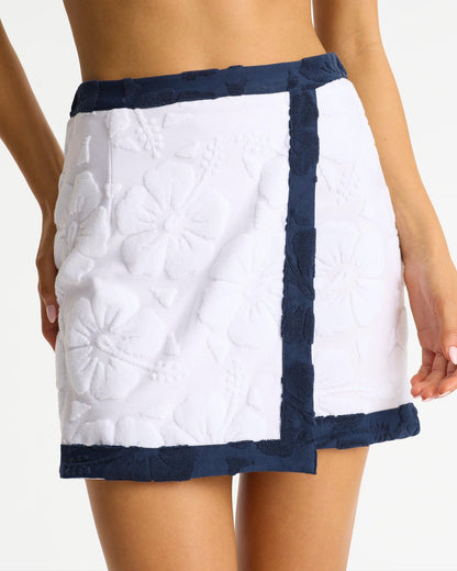 Sporty Terry Skirt - White Navy