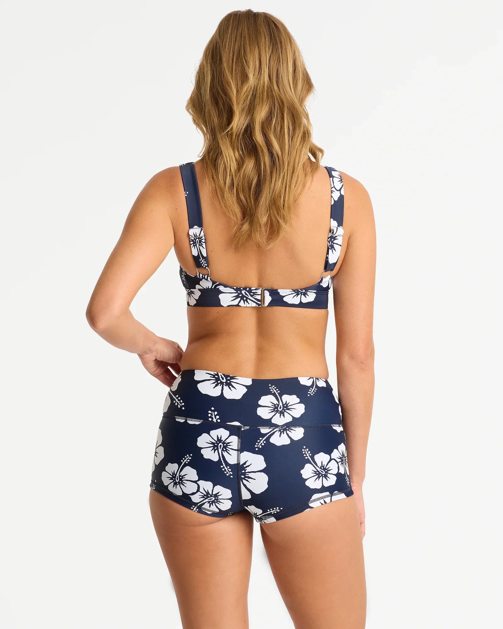 Okanui Women's Swim Bikini Crop Top | Active Hibiscus Navy