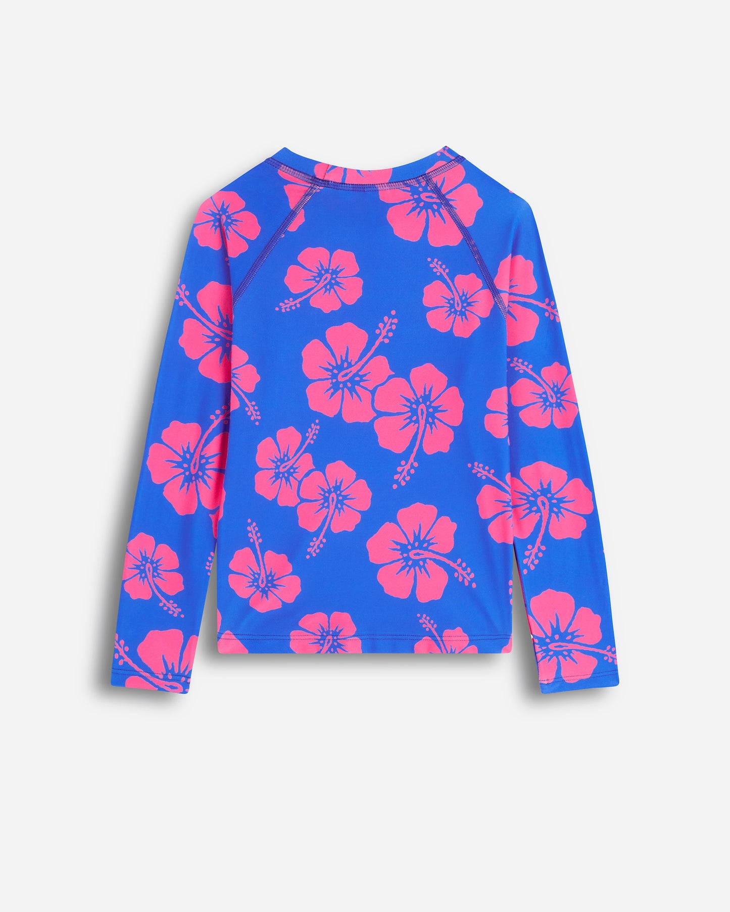 Girls - Swim Long Sleeve Rashie - Hibiscus Duo - Blue Pink