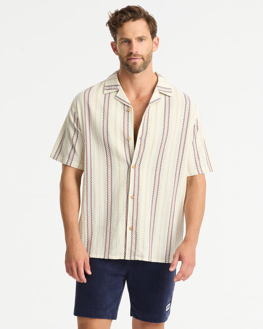 Mens - Lakeside SS Shirt - Cream Multi