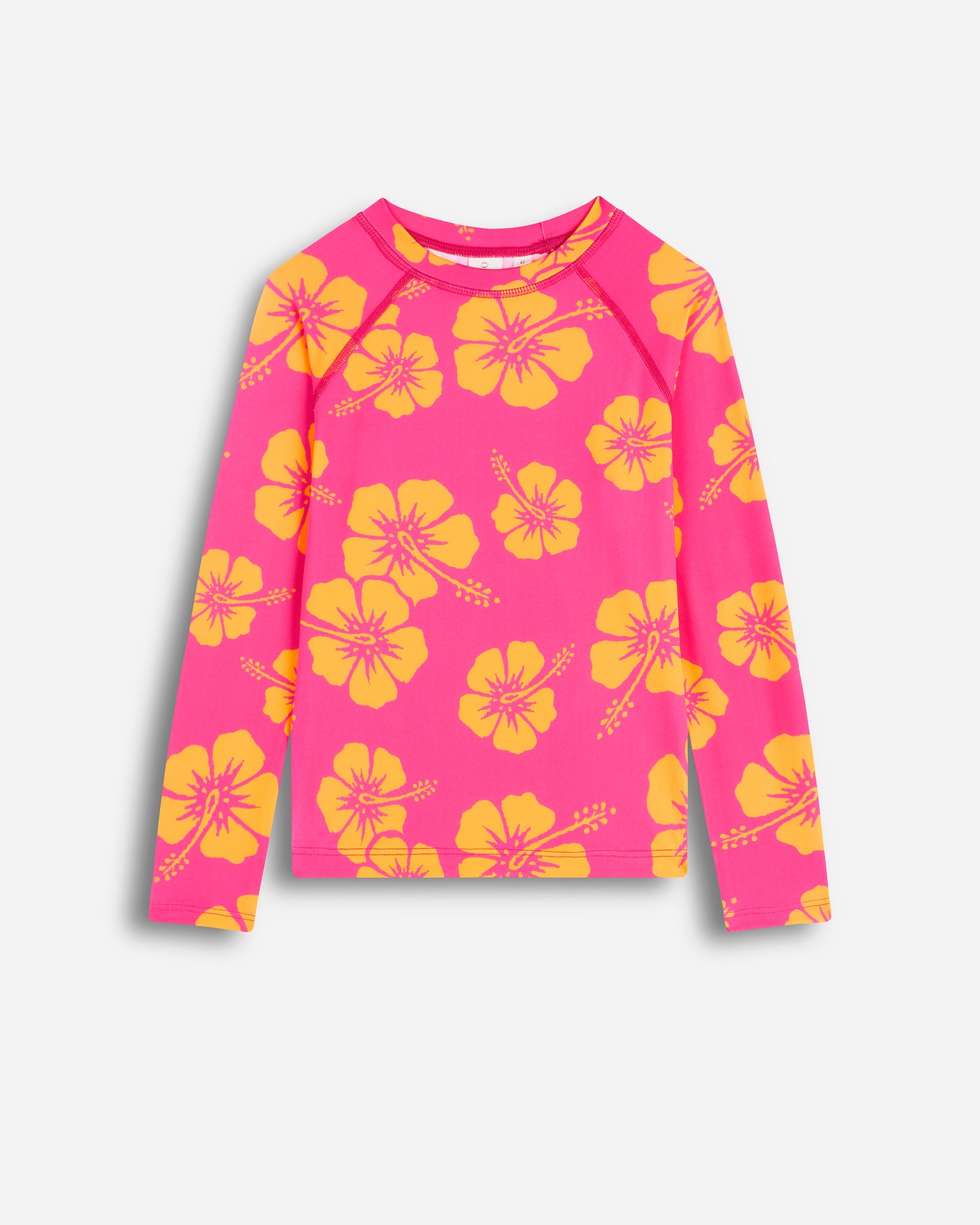 Girls - Swim Long Sleeve Rashie - Hibiscus Melon Pink