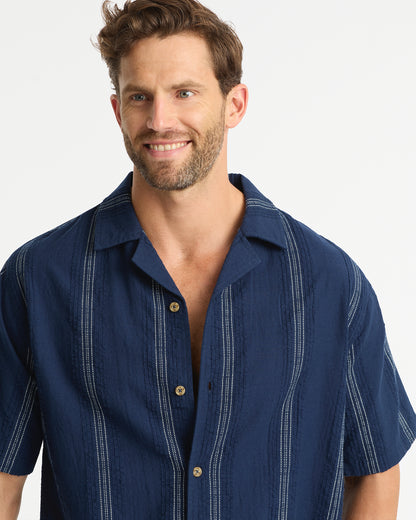 Mens - Lakeside SS Shirt - White Navy