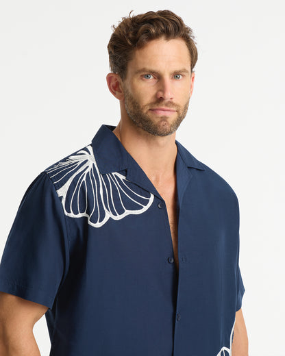 Mens - Quay Embroidered Shirt - Navy White
