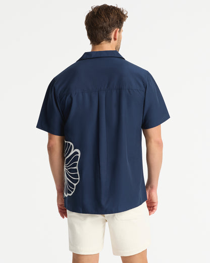 Mens - Quay Embroidered Shirt - Navy White