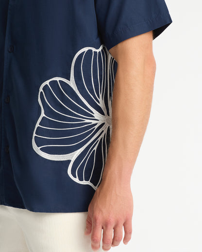 Mens - Quay Embroidered Shirt - Navy White