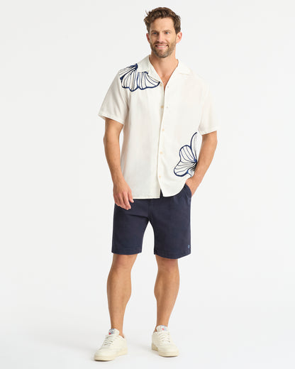 Mens - Quay Embroidered Shirt - White Navy