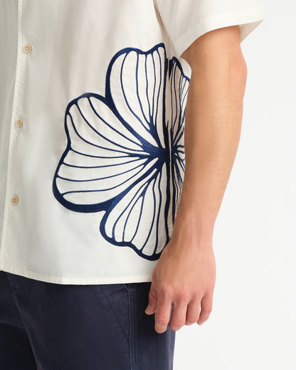 Mens - Quay Embroidered Shirt - White Navy