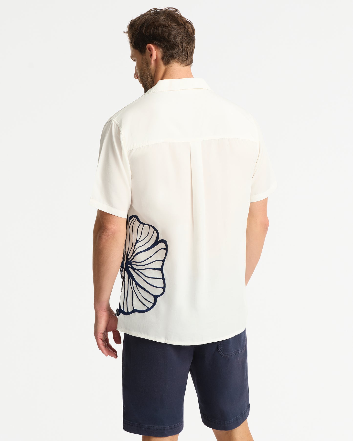 Mens - Quay Embroidered Shirt - White Navy