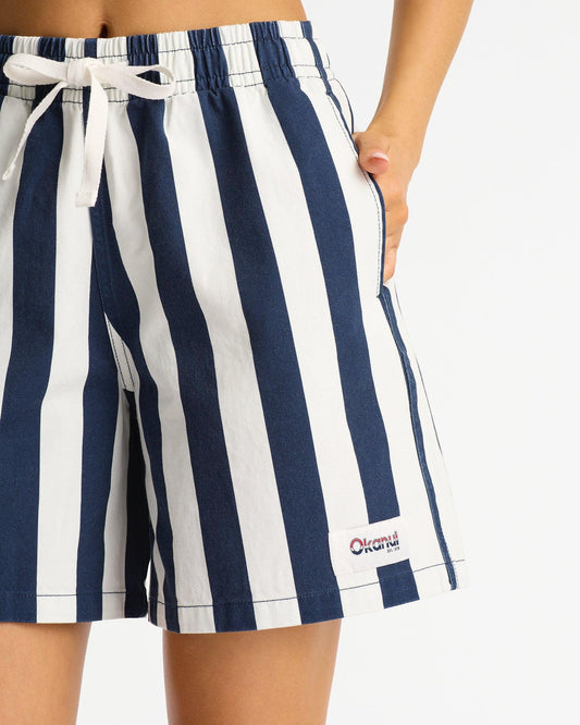 Womens Classic Short - Navy White Stripe