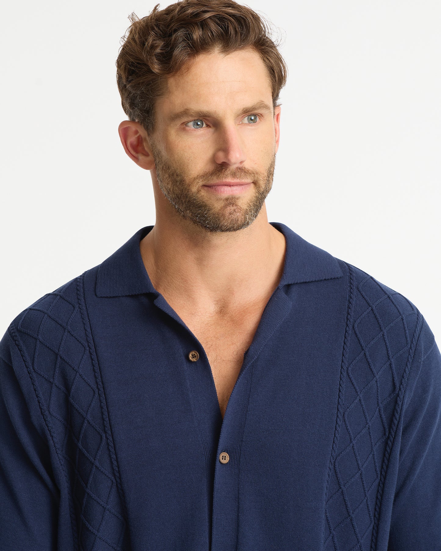 Mens - Hamptons Knit SS Shirt - Navy