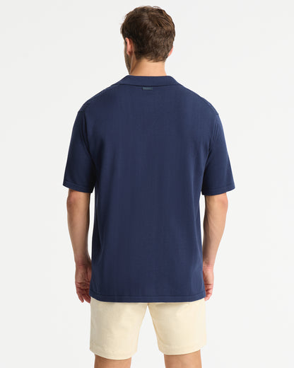 Mens - Hamptons Knit SS Shirt - Navy