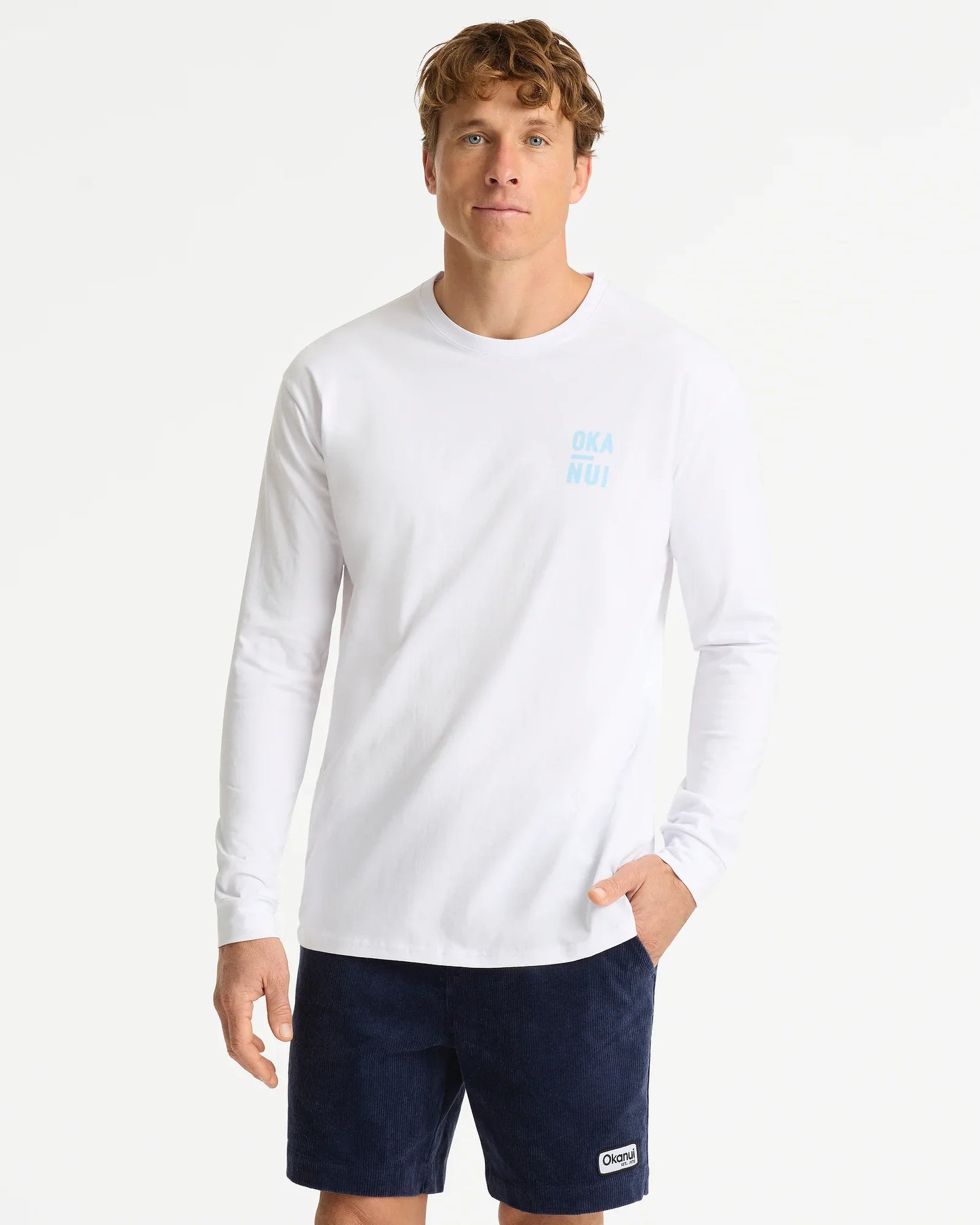 Mens Stack Long Sleeve T'Shirt - White