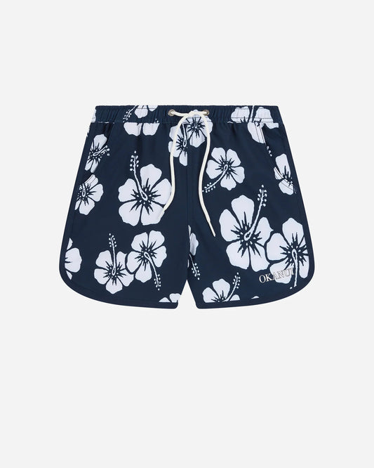 Girls Swim Short - Hibiscus Navy