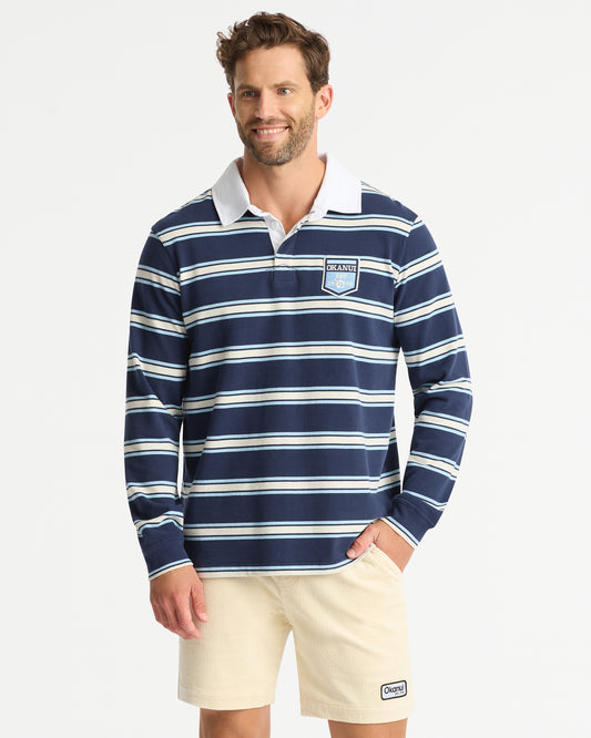 Unisex Heritage Rugby Polo - Navy Multi