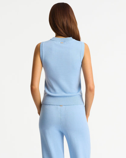 Sloane Knit Vest - Blue White