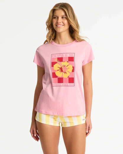 Womens Checkmate Relaxed T'Shirt - Pale Pink
