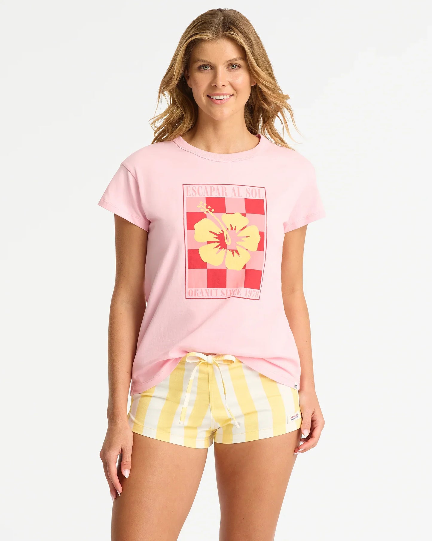 Womens Checkmate Relaxed T'Shirt - Pale Pink