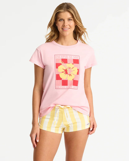 Womens Checkmate Relaxed T'Shirt - Pale Pink