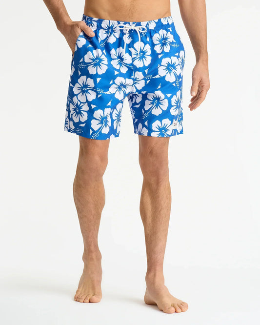 Mens Classic Swim Short - Hibiscus Indigo