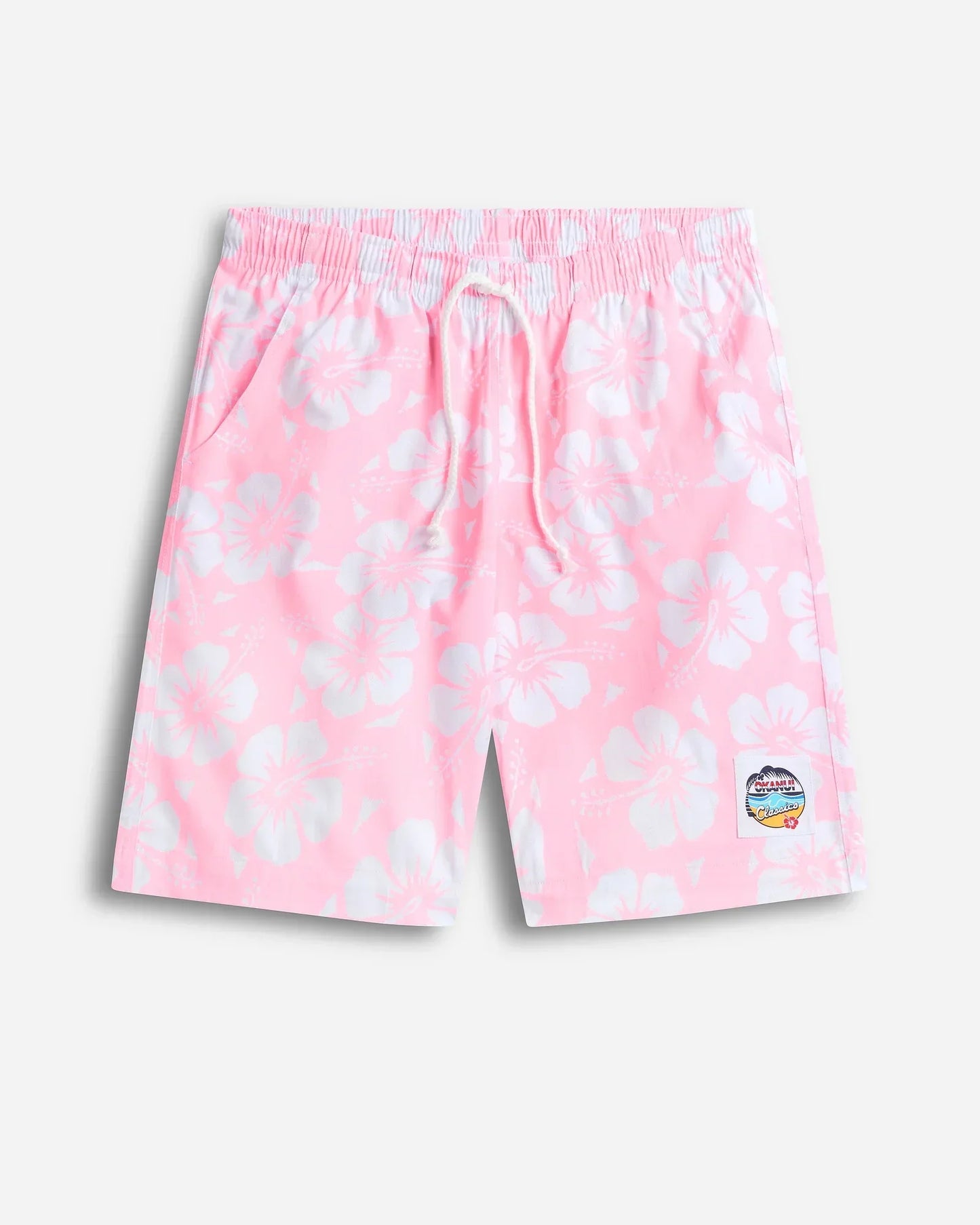 Okanui Classic Shorts for Men Pale Pink Hibiscus