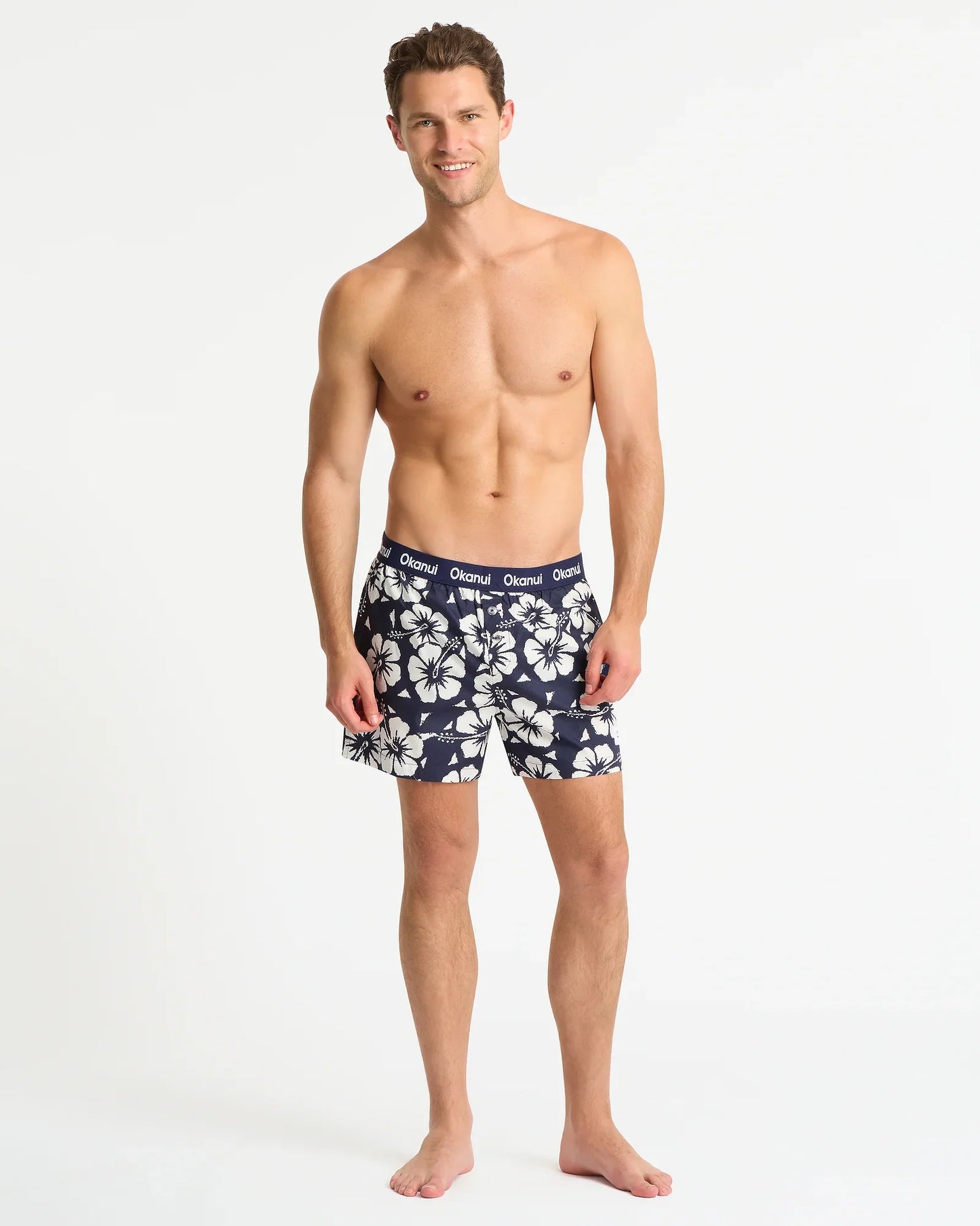 Mens Classic Boxer Short - Hibiscus Navy