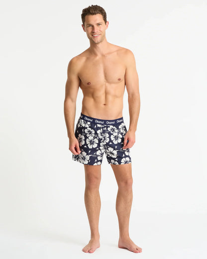 Mens Classic Boxer Short - Hibiscus Navy