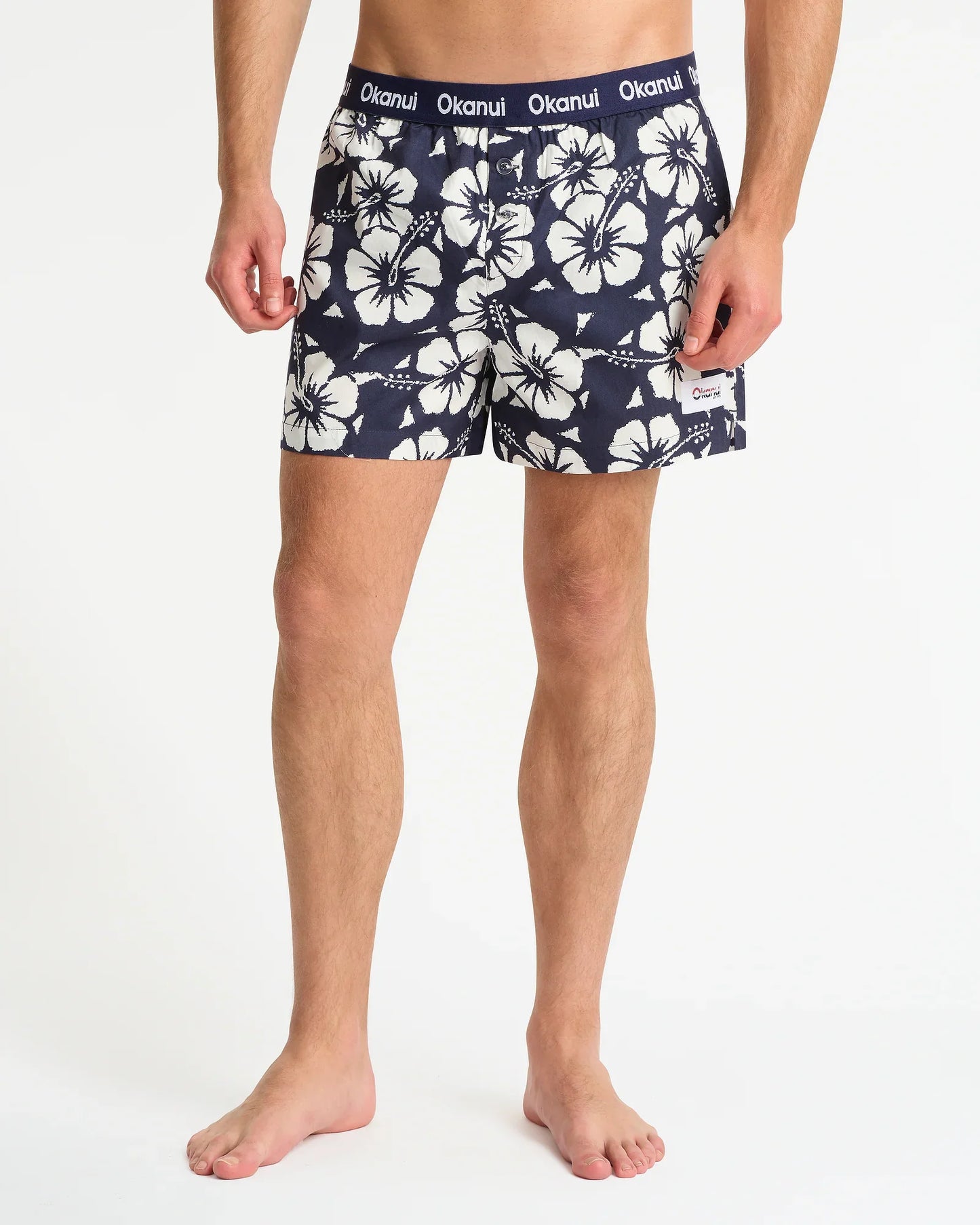 Mens Classic Boxer Short - Hibiscus Navy
