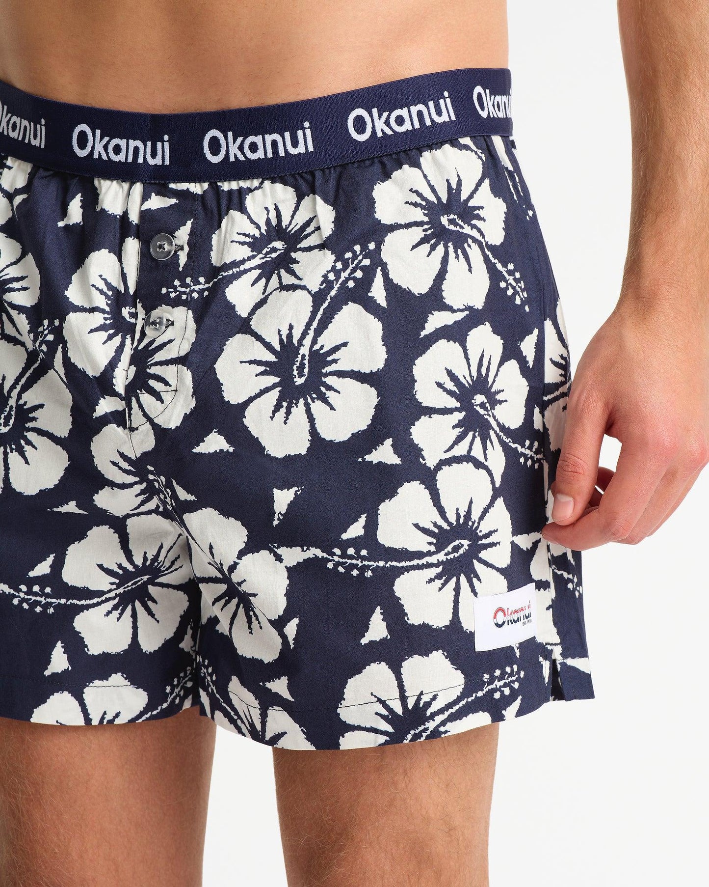 Mens Classic Boxer Short - Hibiscus Navy