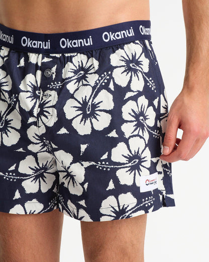 Mens Classic Boxer Short - Hibiscus Navy