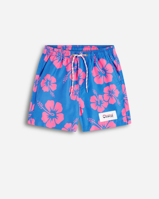 Boys - Swim Short - Hibiscus Duo - Blue Pink