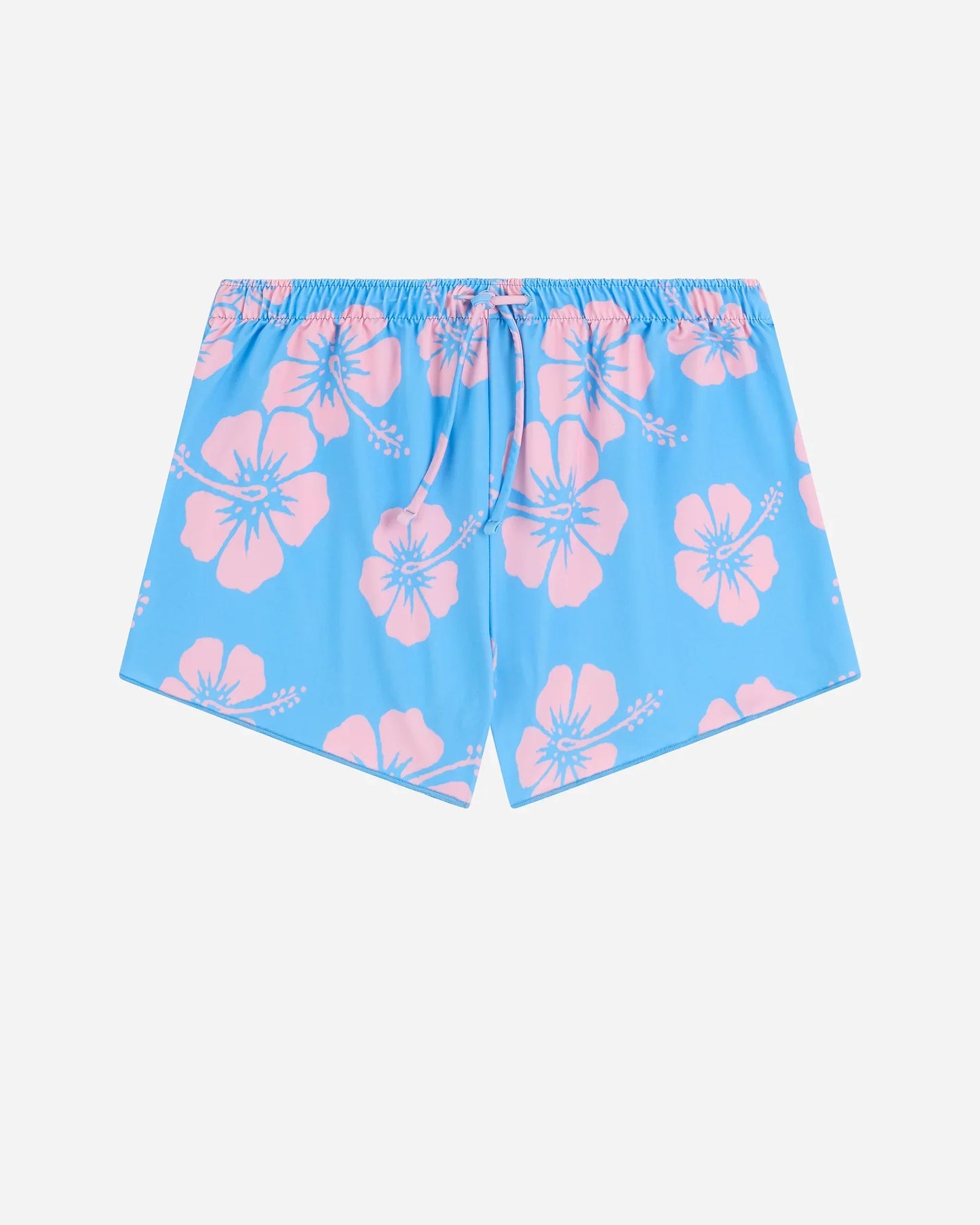 Girls Palm Cove Swim Short - Hibiscus Azure Pale Pink