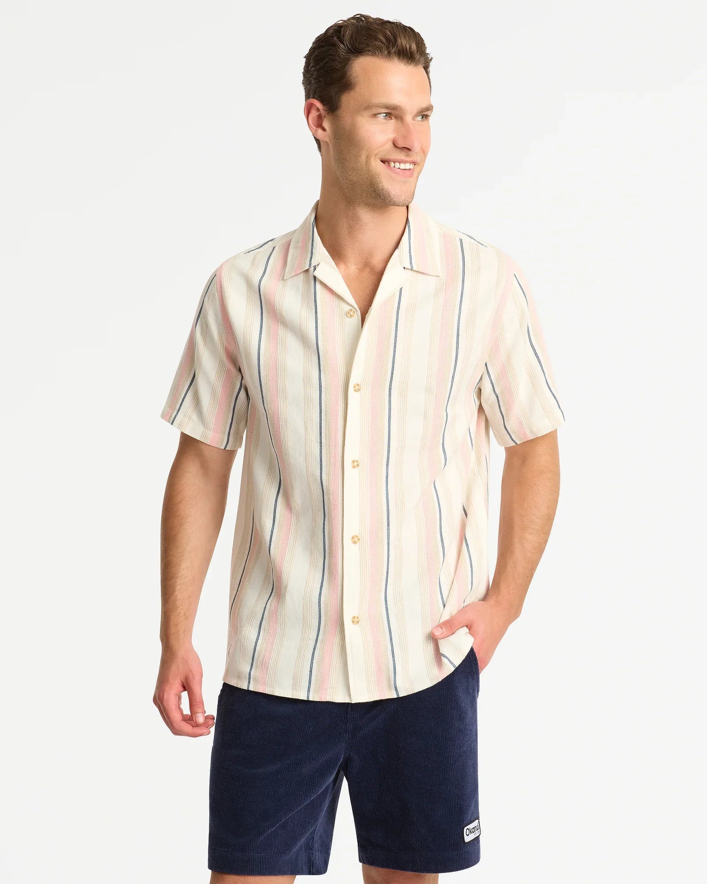 River Stripe Shirt - Natural Pink Stripe