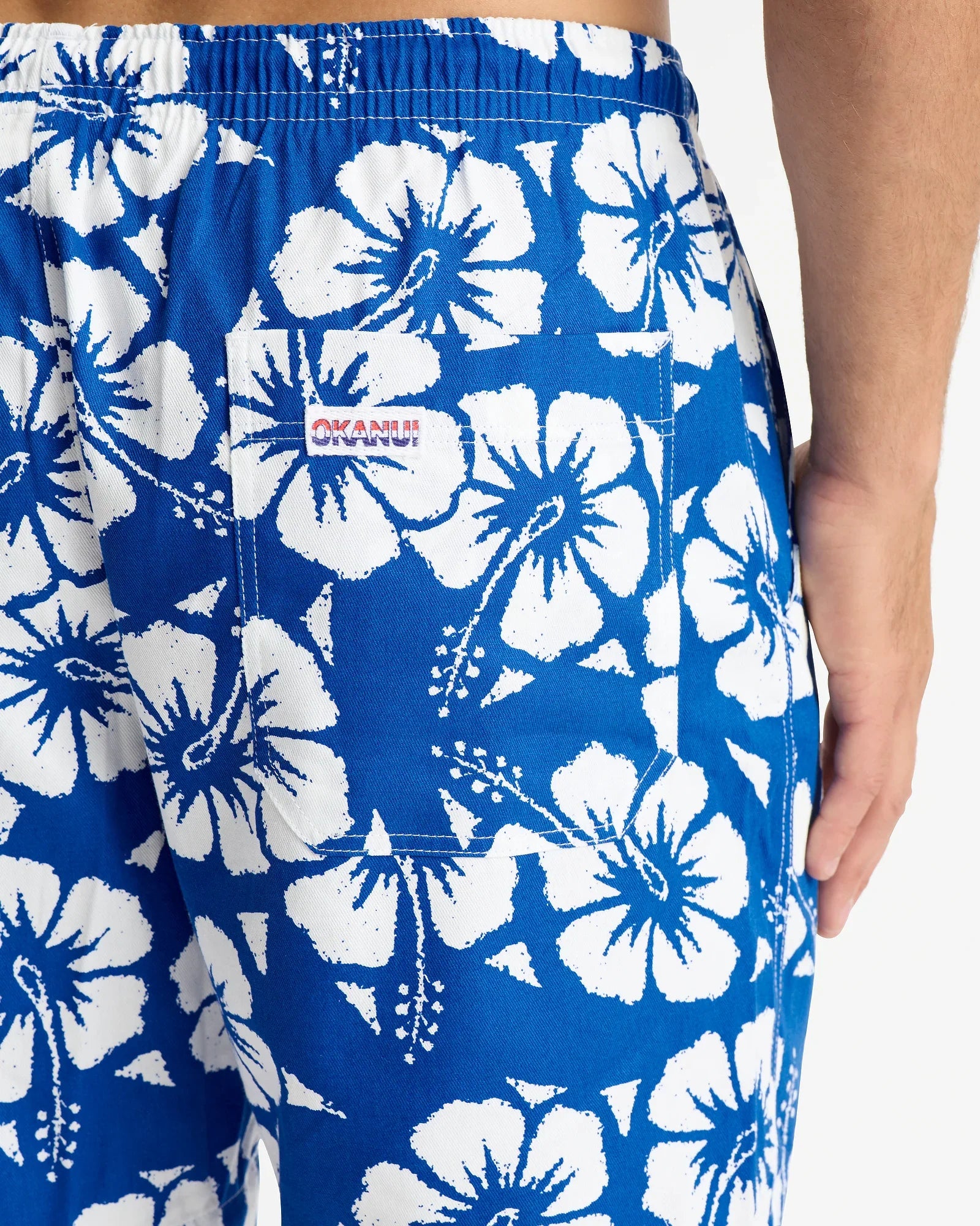 Okanui Classic Short Board Shorts for Men Hibiscus Blue