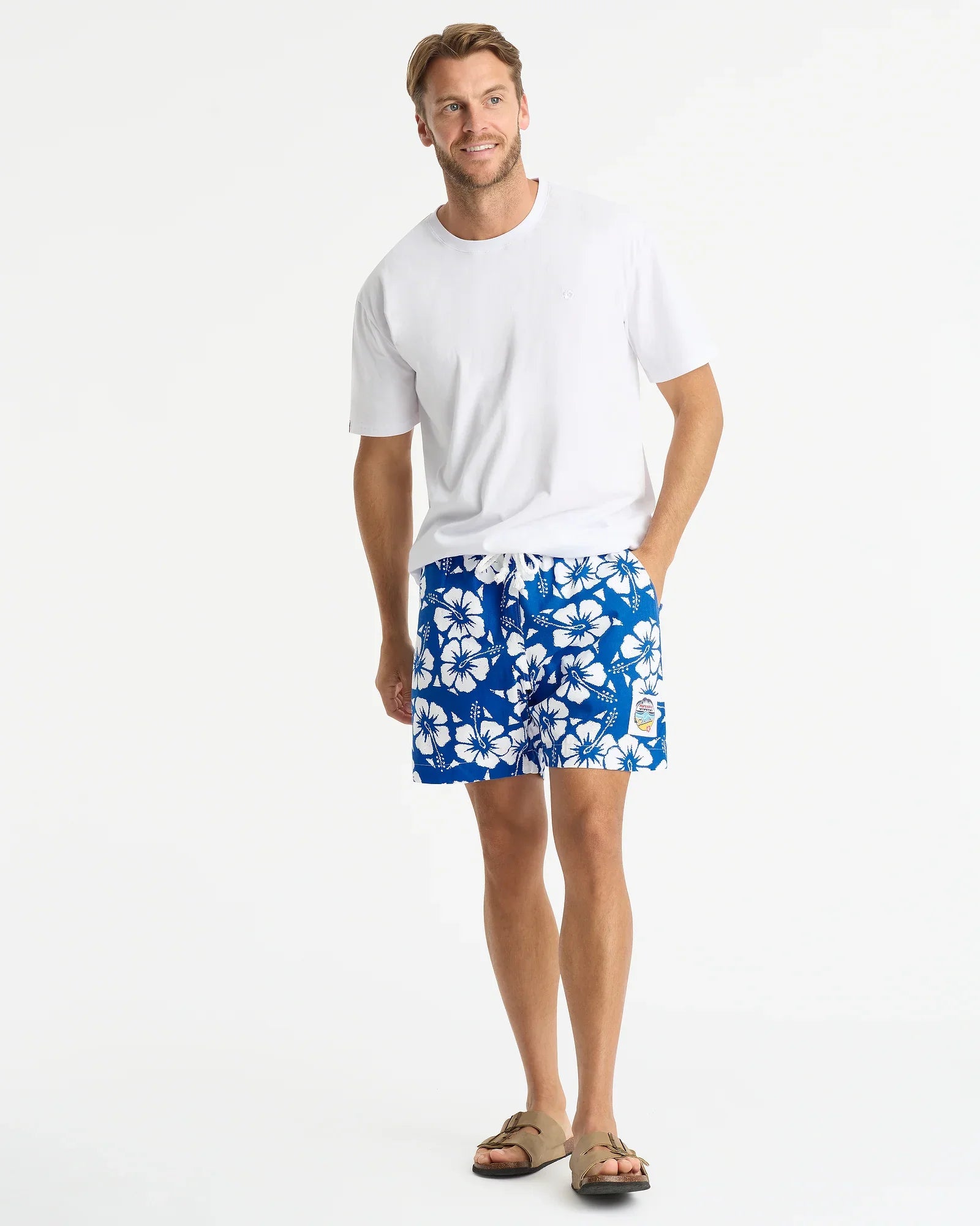 Blue S Mens Classic Short Short Hibiscus Blue - Main Image