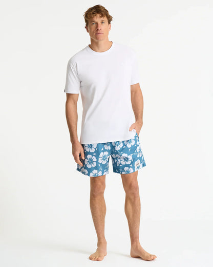 Mens Classic Swim Short - Hibiscus Steel