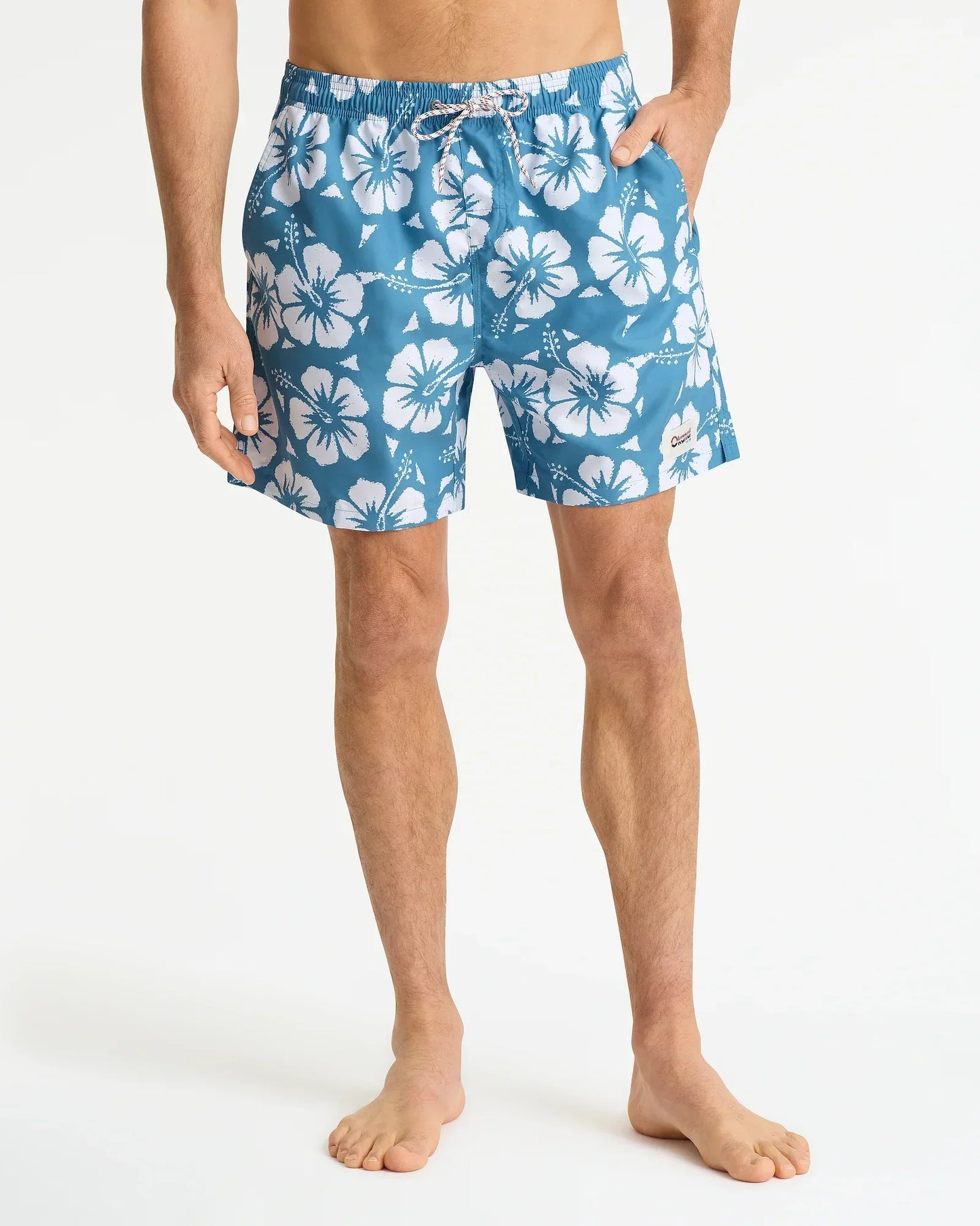 Mens Classic Swim Short - Hibiscus Steel