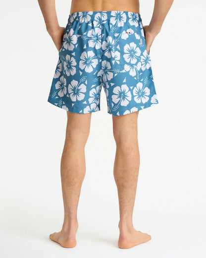 Mens Classic Swim Short - Hibiscus Steel