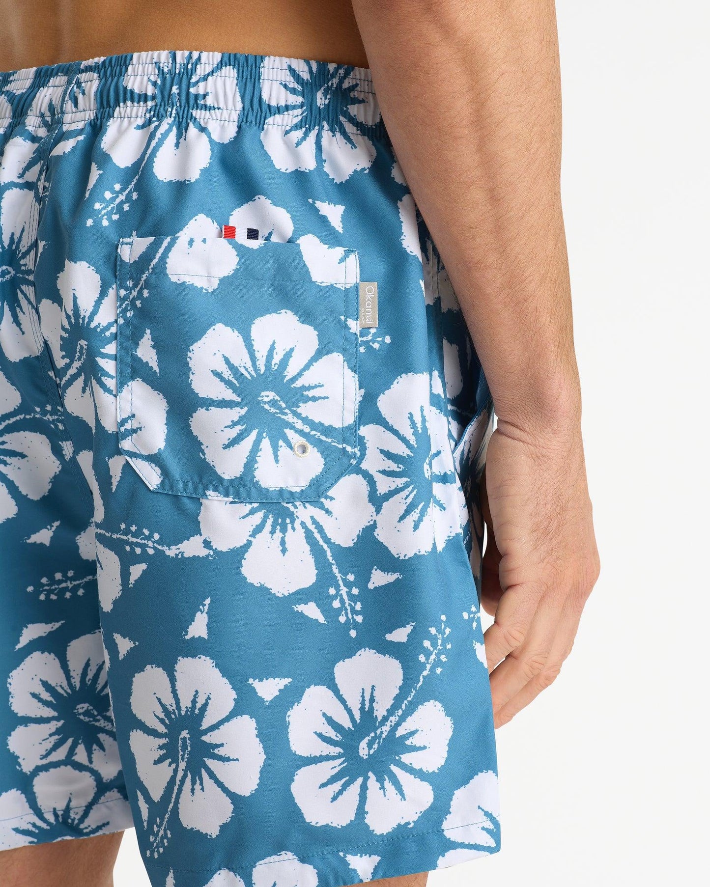 Mens Classic Swim Short - Hibiscus Steel