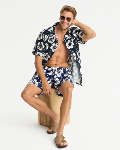 Mens - Classic Short Shorts - Hibiscus Navy