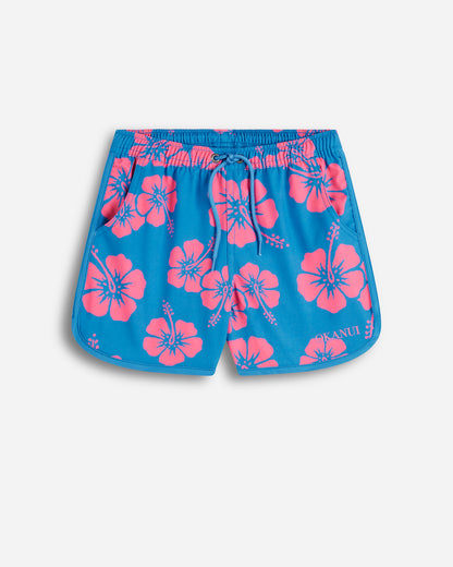 Girls - Swim Short - Hibiscus Duo - Blue Pink