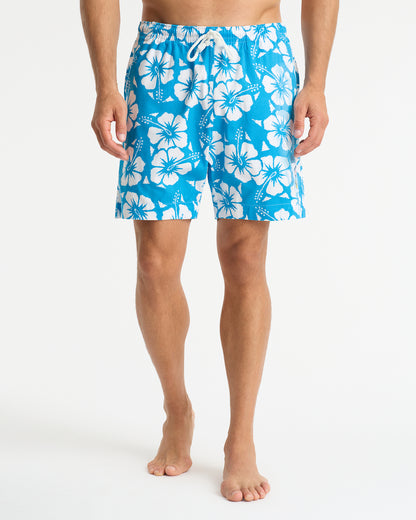 Mens - Classic Short Shorts - Hibiscus Sky