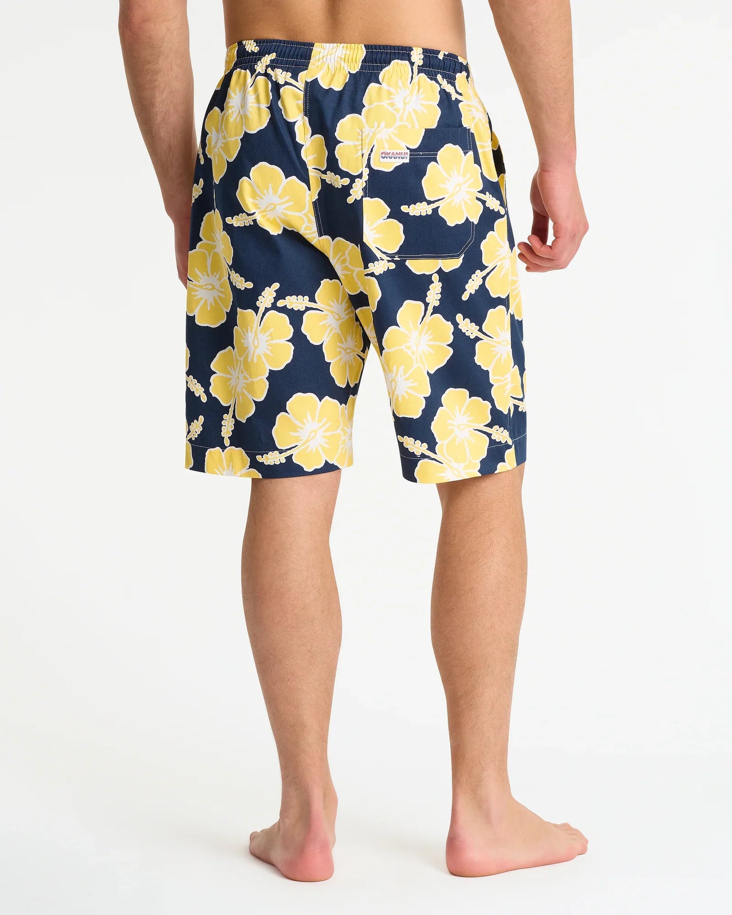 Mens Classic Shorts - Hibiscus Tri Colour-Navy Sun White