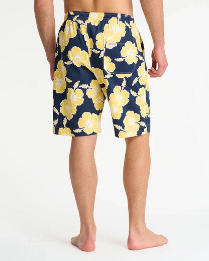 Mens Classic Shorts - Hibiscus Tri Colour-Navy Sun White