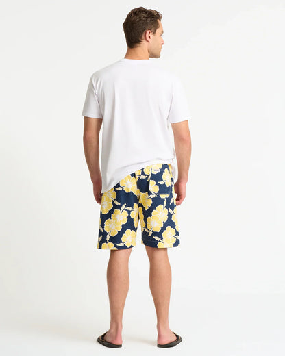 Mens Classic Shorts - Hibiscus Tri Colour-Navy Sun White