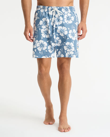 Mens - Classic Short Shorts - Hibiscus Steel