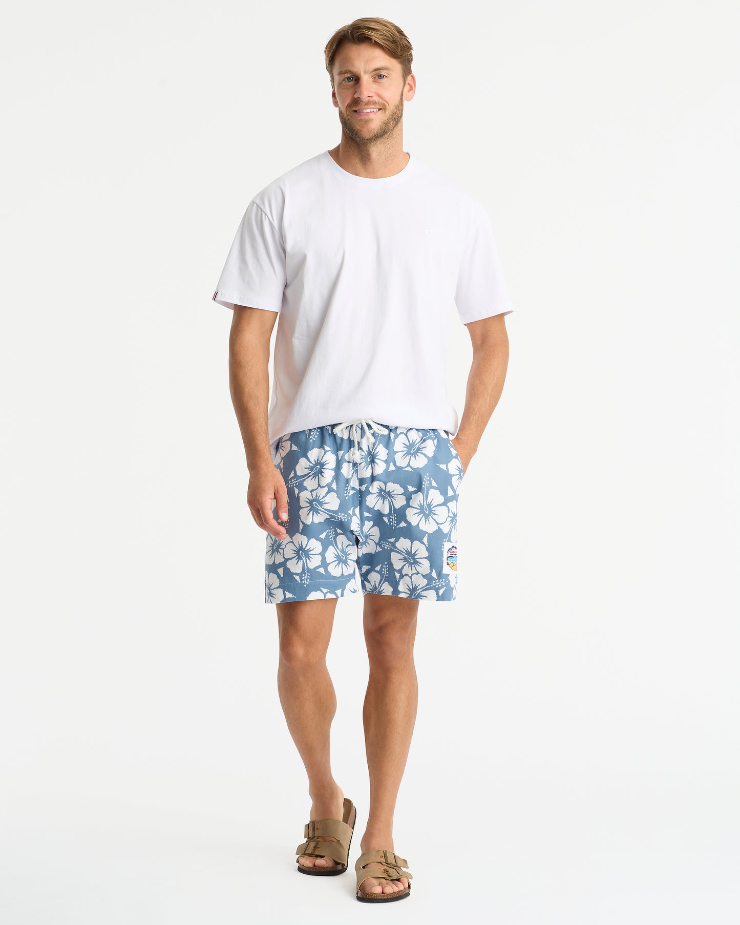 Mens - Classic Short Shorts - Hibiscus Steel