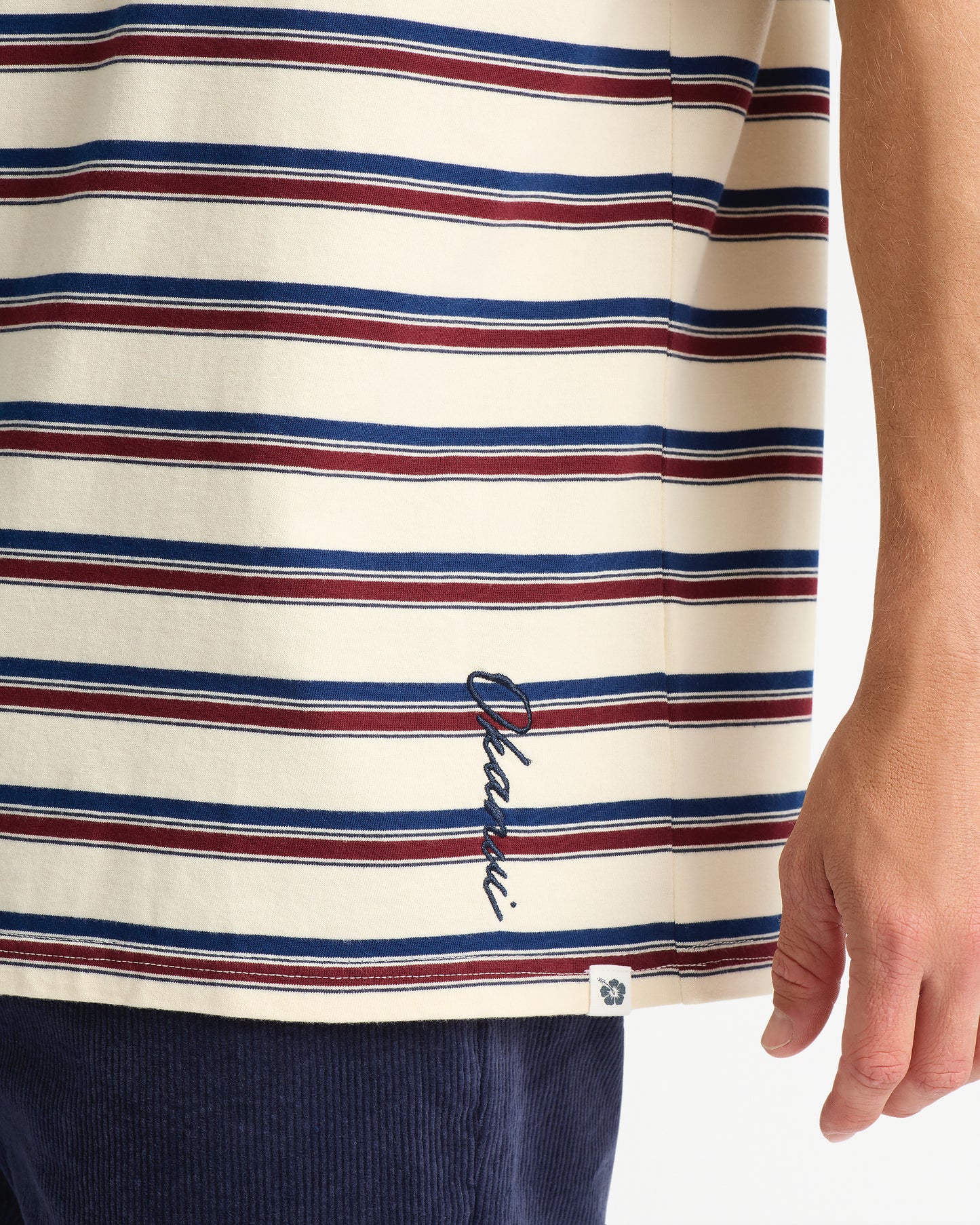 Mens Boxy Stripe T'Shirt - Stone Multi