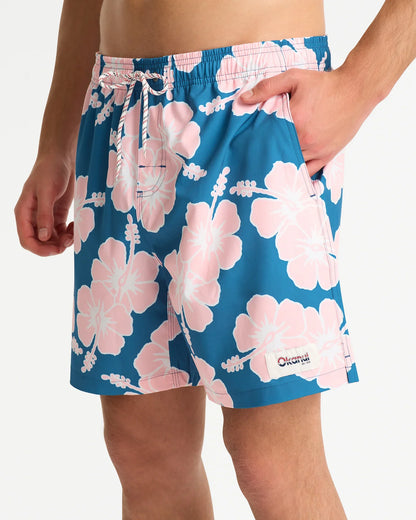 Mens Way Back When Swim Short - Steel Pink White