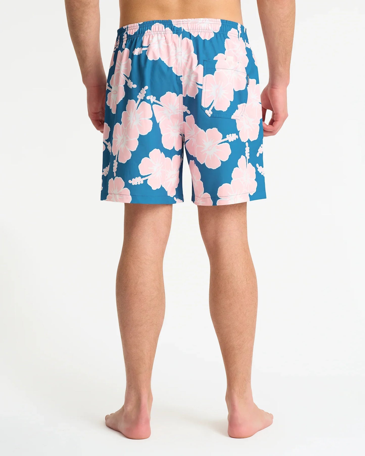 Mens Way Back When Swim Short - Steel Pink White