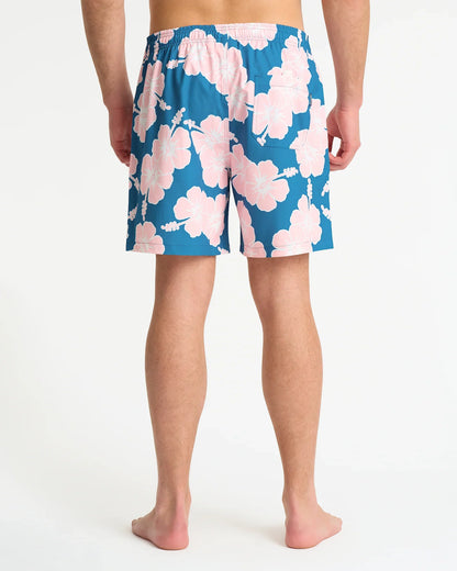 Mens Way Back When Swim Short - Steel Pink White